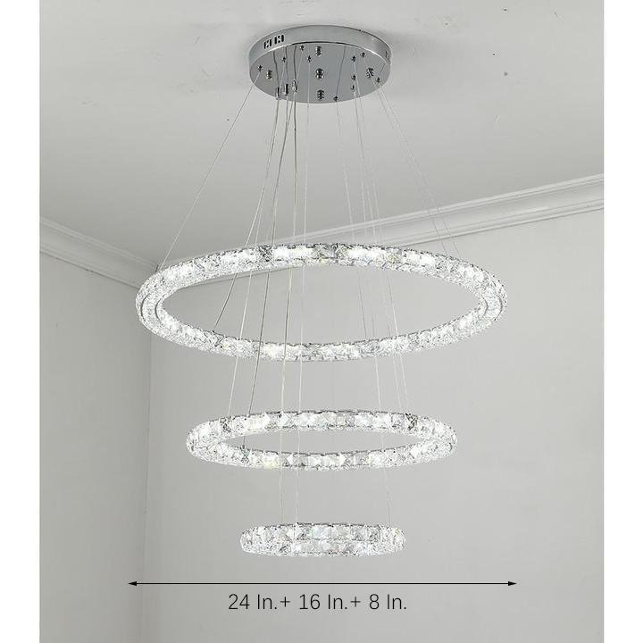 3/4 - Light LED Tiered Chandelier LED Crystal Ring Hanging Pendant Light