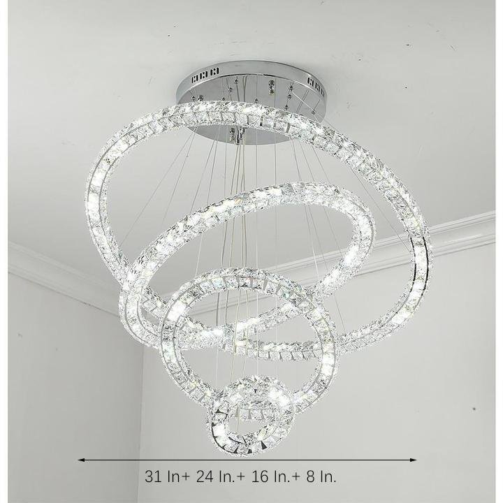 3/4 - Light LED Tiered Chandelier LED Crystal Ring Hanging Pendant Light
