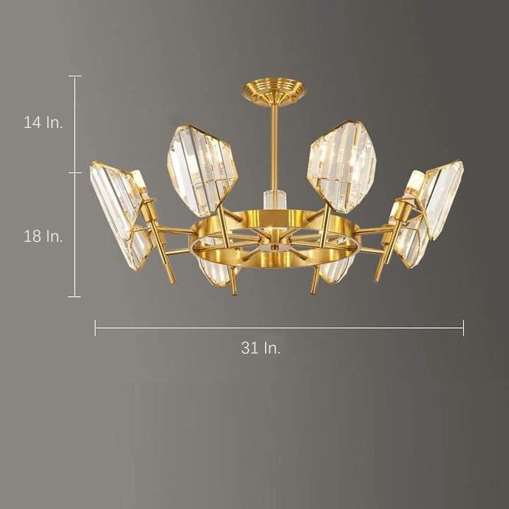 Brass Ring Frame Crystal Chandelier - Gold Metal, Crystal Accents Pendant Lights