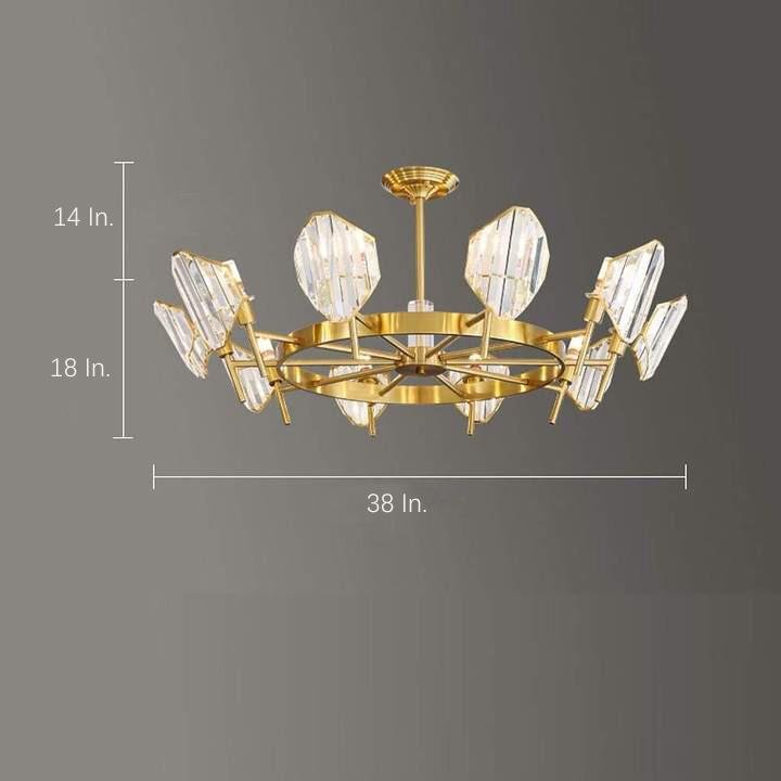 Brass Ring Frame Crystal Chandelier - Gold Metal, Crystal Accents Pendant Lights