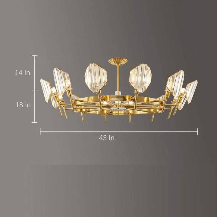 Brass Ring Frame Crystal Chandelier - Gold Metal, Crystal Accents Pendant Lights