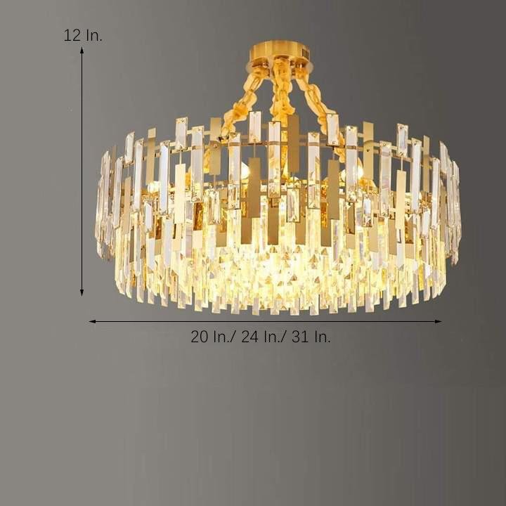 Queen Golden Crystal Chandelier - Modern Luxury, 9/12/17 Lights, Adjustable Height, 110 - 120V