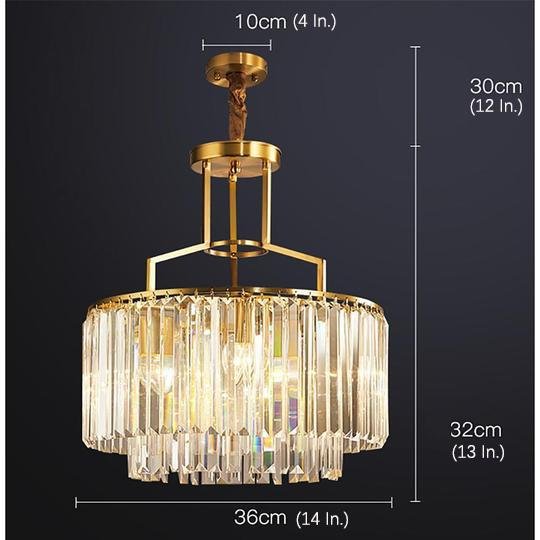 Round Crystal Copper LED Nordic Chandeliers Island Lights Pendant Light