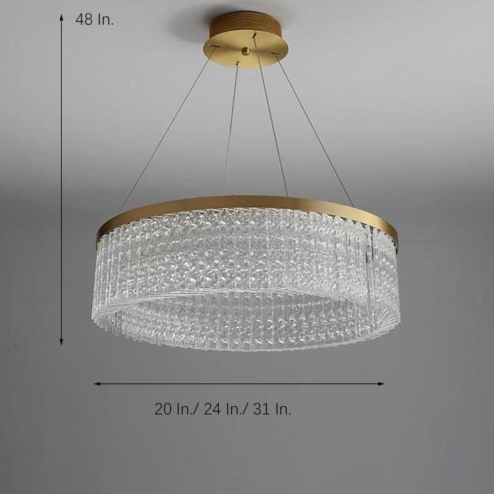 Drum Shaped Electroplated Metal Glass LED Modern Chandeliers Ceiling Light