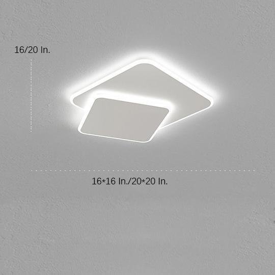 2 - Light White Square LED Flush Mount Ceiling Light for Bedroom