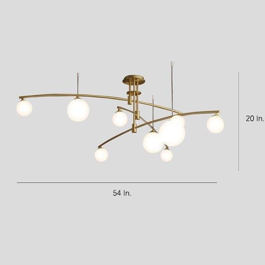 Curved Line Design 9-light Glass LED Gold Modern Chandeliers Ceiling Lights