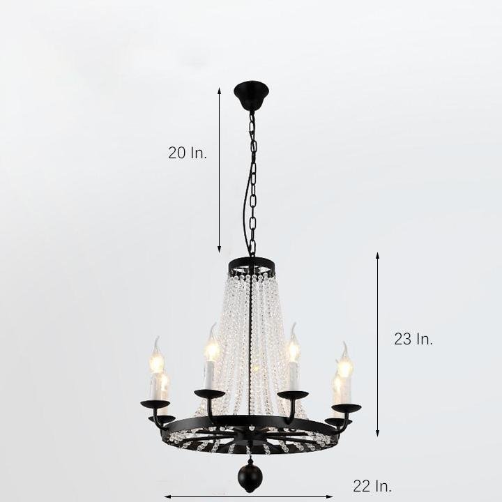 Empire Wagon Wheel Chandelier - 8/10/12 Candle Lights, 20'' Adjustable Chain, Crystal Accents