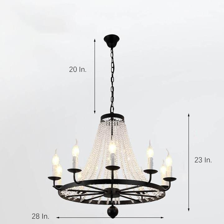 8-light Candlestick Shaped Crystal LED Black Nordic Chandeliers Ceiling Lights