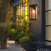 Waterproof Rectangular Glass Black Industrial Outdoor Wall Lamp Exterior Lights | Dazuma