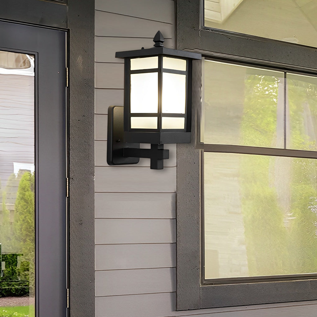 Vintage Waterproof LED Glass Matte Black Retro Wall Lamp Exterior Lights | Dazuma