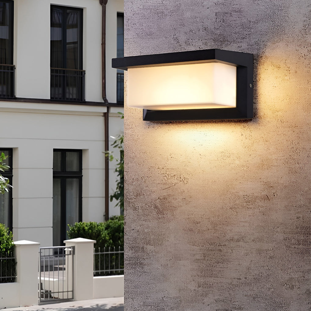 Rectangle Waterproof Light Control Induction Black Modern Solar Sconces | Dazuma