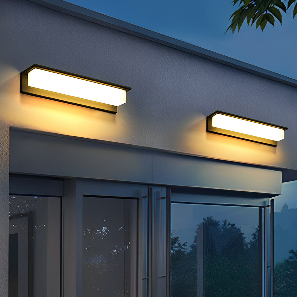 Minimalist Rectangular Waterproof LED Modern Solar Wall Lamp Exterior Lights | Dazuma