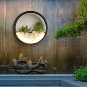 Round Small Artificial Plants Stones 18w LED Modern Outdoor Wall Light | Dazuma