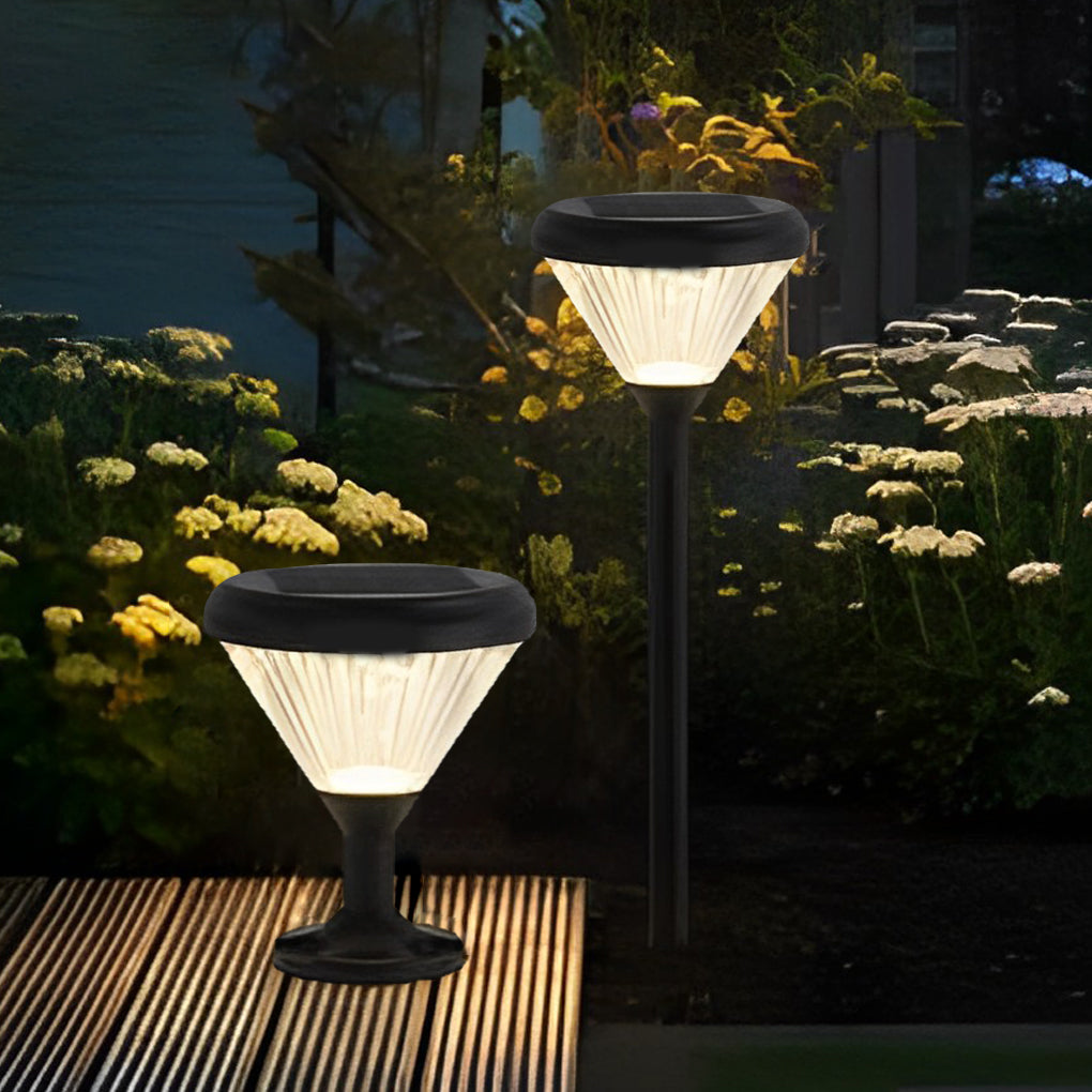 Round Waterproof Light Control LED Black Modern Solar Outdoor Lights | Dazuma