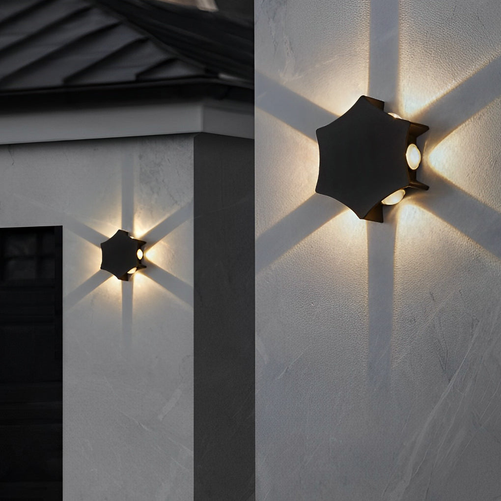 Unique Star Up and Down Lighting LED Waterproof Black Modern Wall Lamp | Dazuma