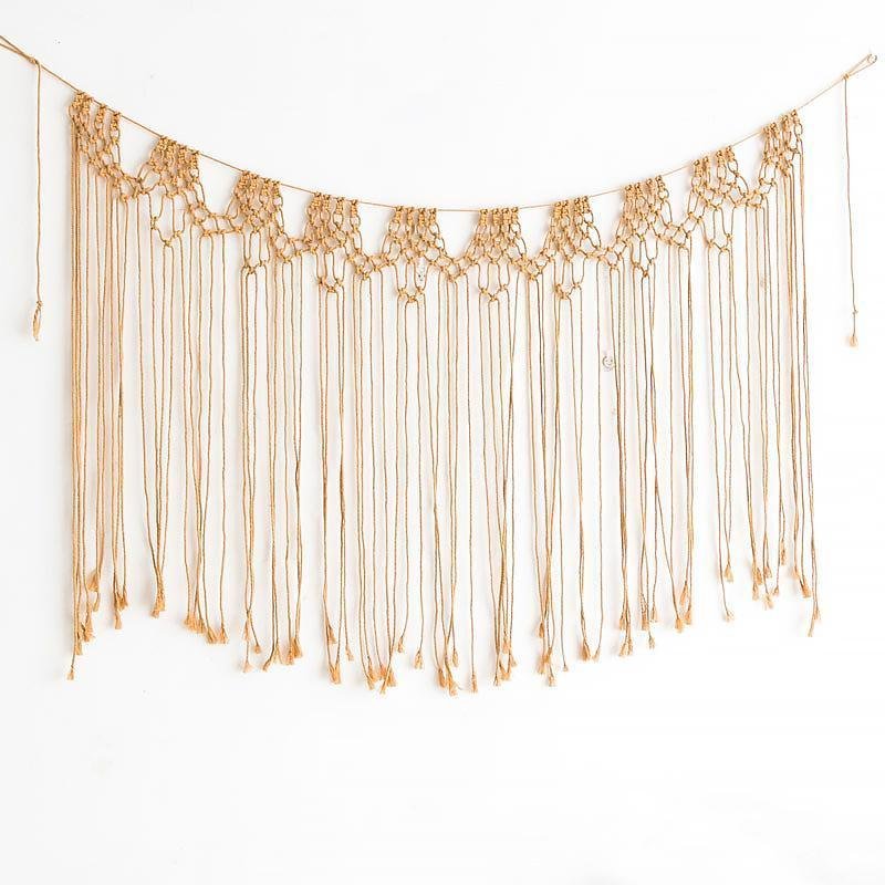 White Brown Hanging Wall Art Decor with Tassels
