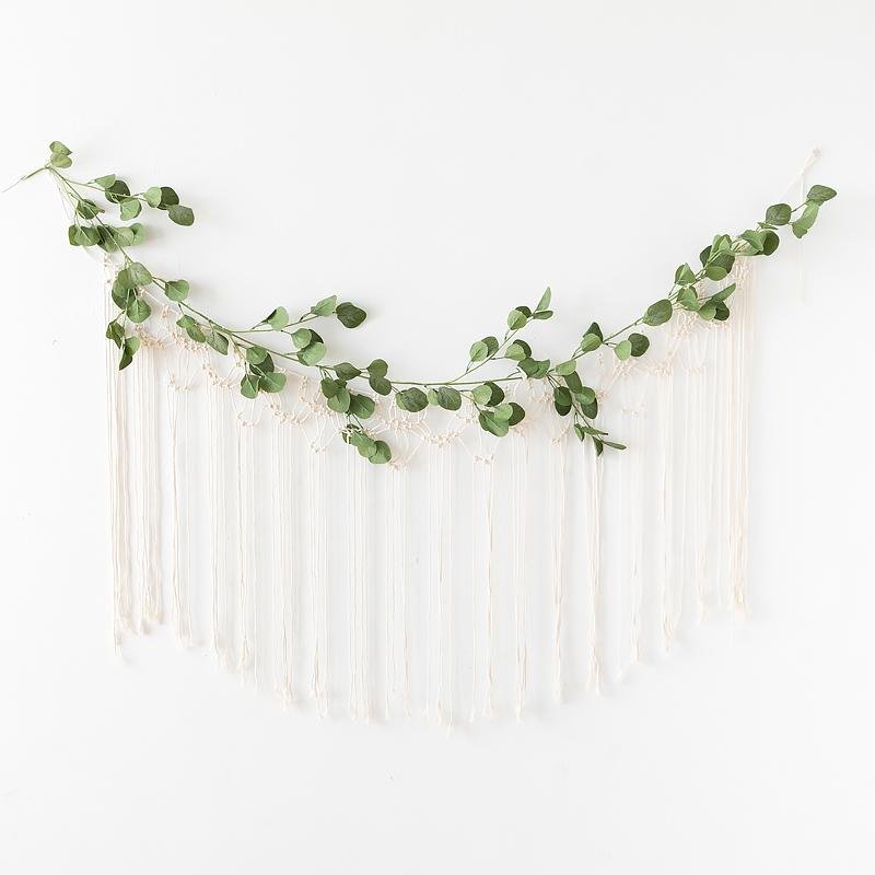 White Brown Hanging Wall Art Decor with Tassels