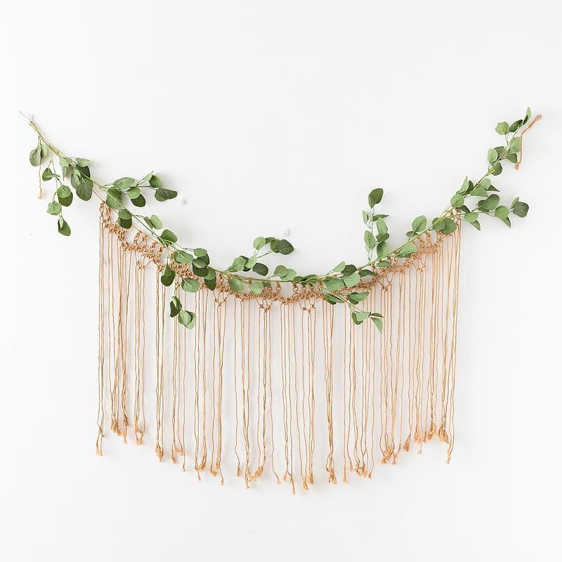 White Brown Hanging Wall Art Decor with Tassels