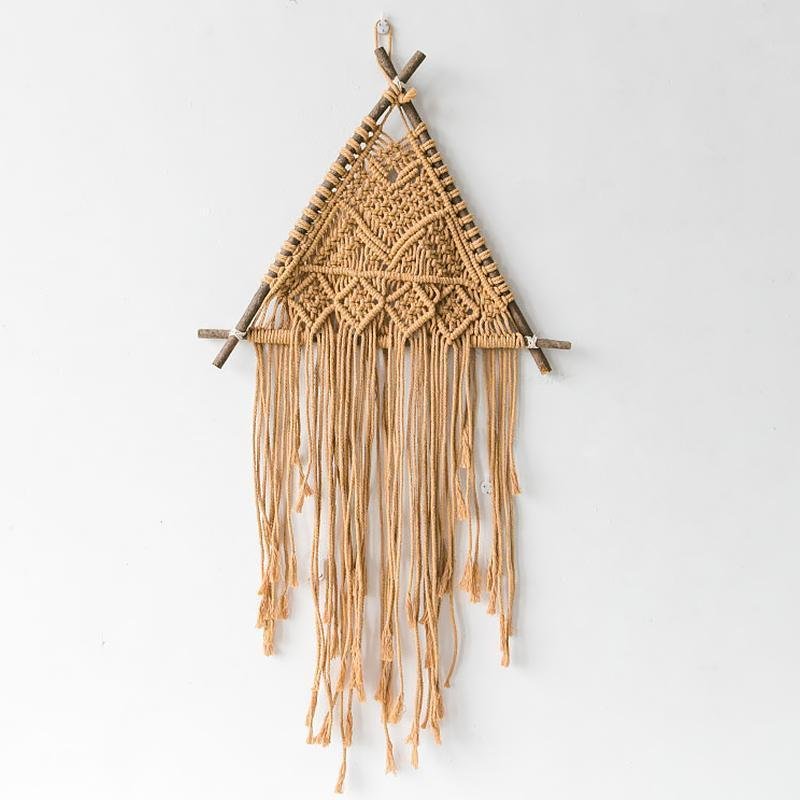 Brown White Cotton Wall Hanging Decor