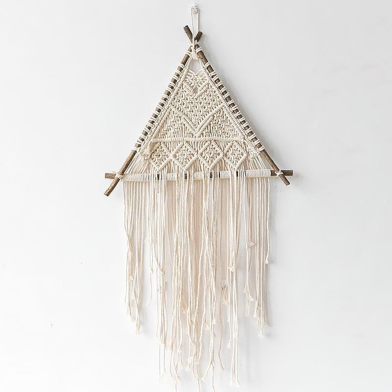 Brown White Cotton Wall Hanging Decor