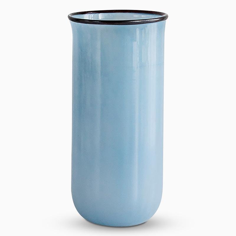 Nordic Modern Style Transparent Glass Blue Vases Cylinder Decorative Flower Vases
