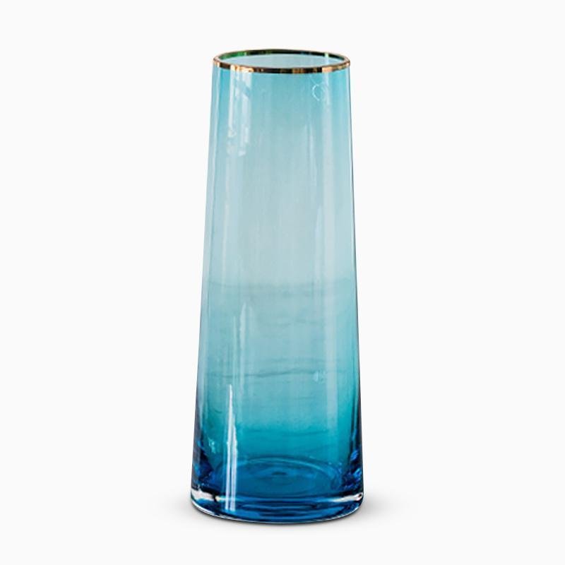 Cylinder Glass Hydroponic Cone Vases Blue Black Vases