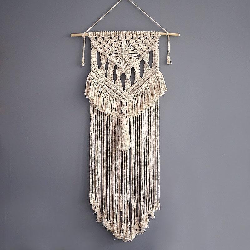 Rectangular Cotton Macrame Woven Wall Hanging Bohemian Geometric Art Decor