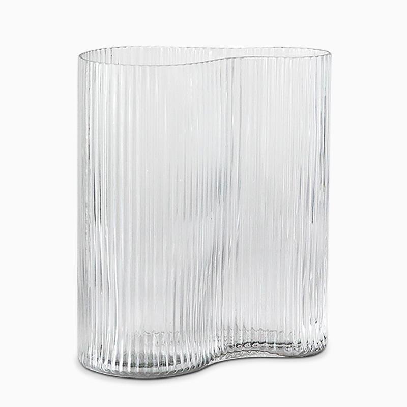 Irregular Clear Pink Glass Flower Vases