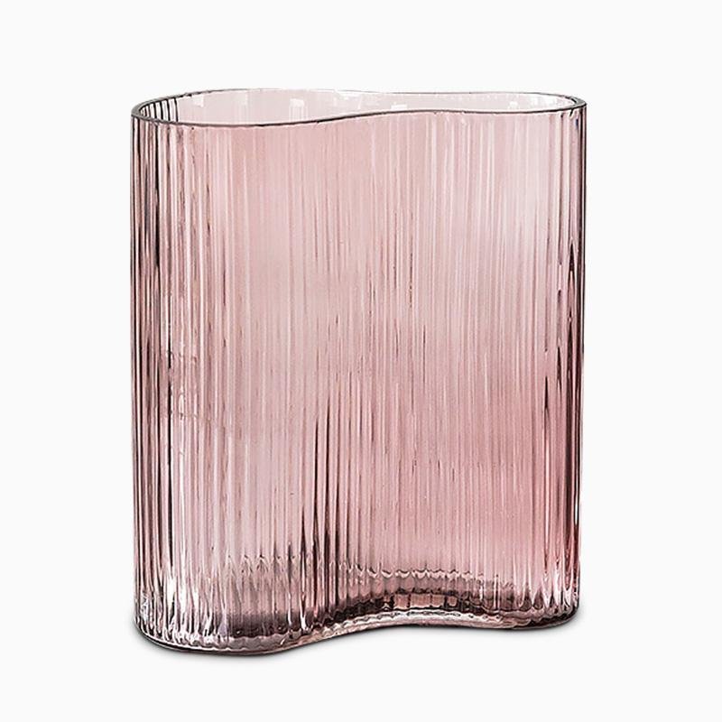 Irregular Clear Pink Glass Flower Vases