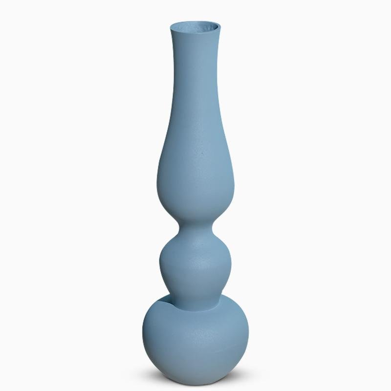 2 Piece Set Gourd-Shaped Black and Blue Vases Decorative Aluminum Vases