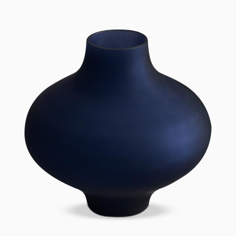 Gourd-Shaped Glass Blue Vases Decorative Flower Vases