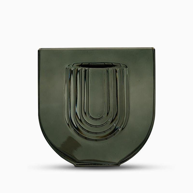 Green Brown Glass Cuboid Vases Rose Flower Vases