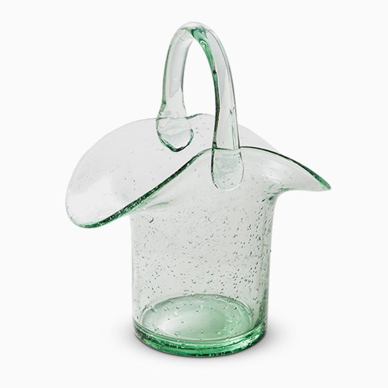 Basket Shaped Green Glass Vases Rose Flower Vases