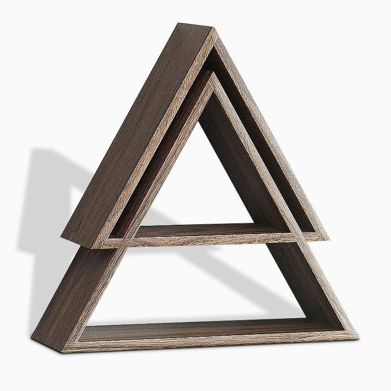 Triangle Black Walnut Floating Wall Shelves Nut Brown