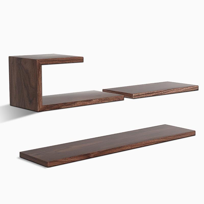 Rectangular Black Walnut Book Plant Floating Wall Shelves