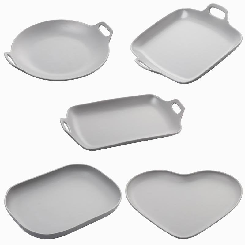 5 - Piece Farmhouse Melamine Dinnerware Trays Set with Handles