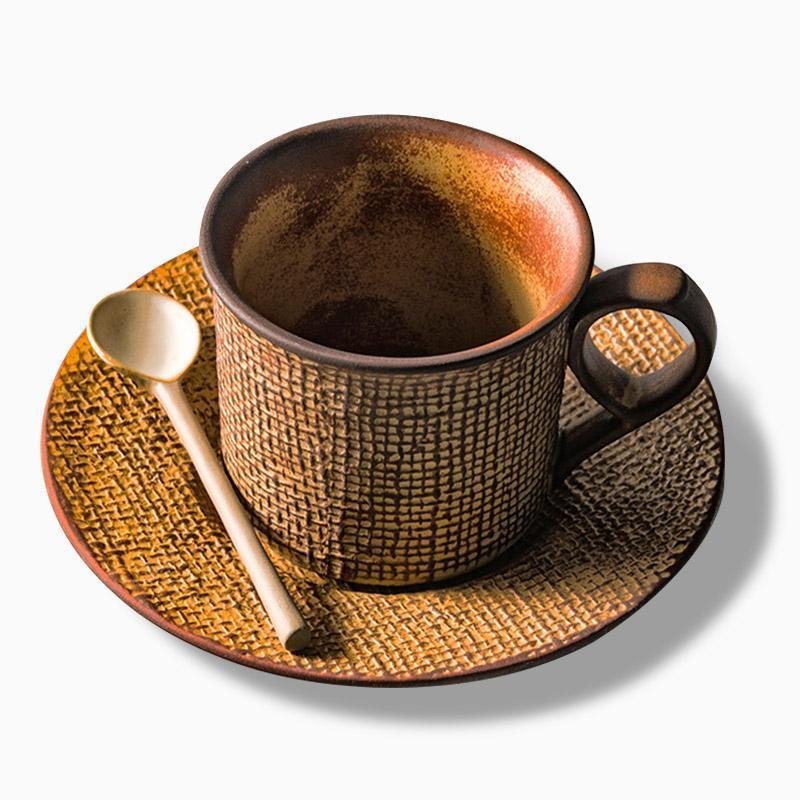 Green Yellow Stoneware Mugs Coffee Cups Teacups and Saucers