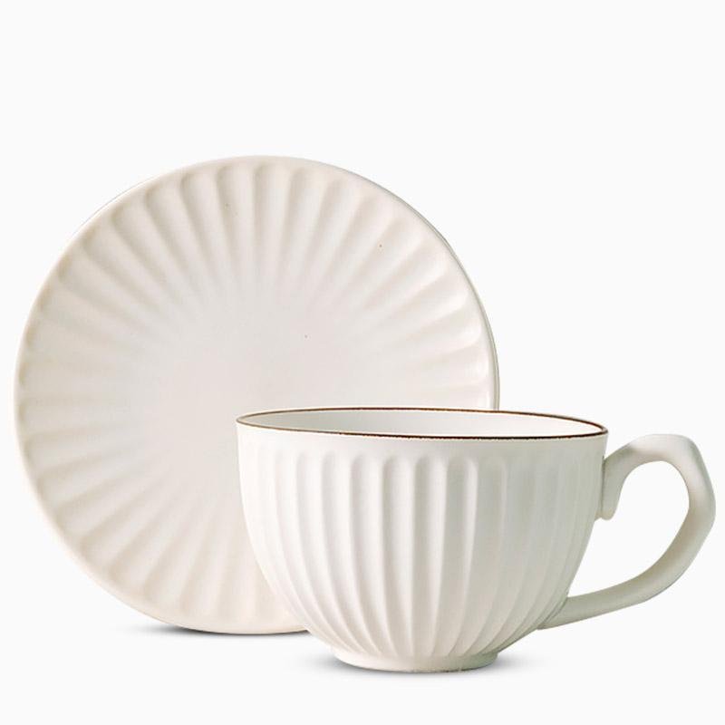 Set of 6 Yellow Stoneware Mugs Coffee Cups Teacups and Saucers