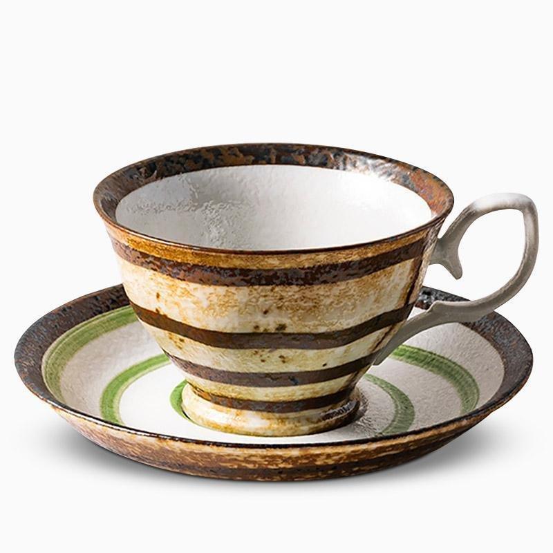 2-Piece Stoneware Maccha Teacup Saucer Set - dazuma