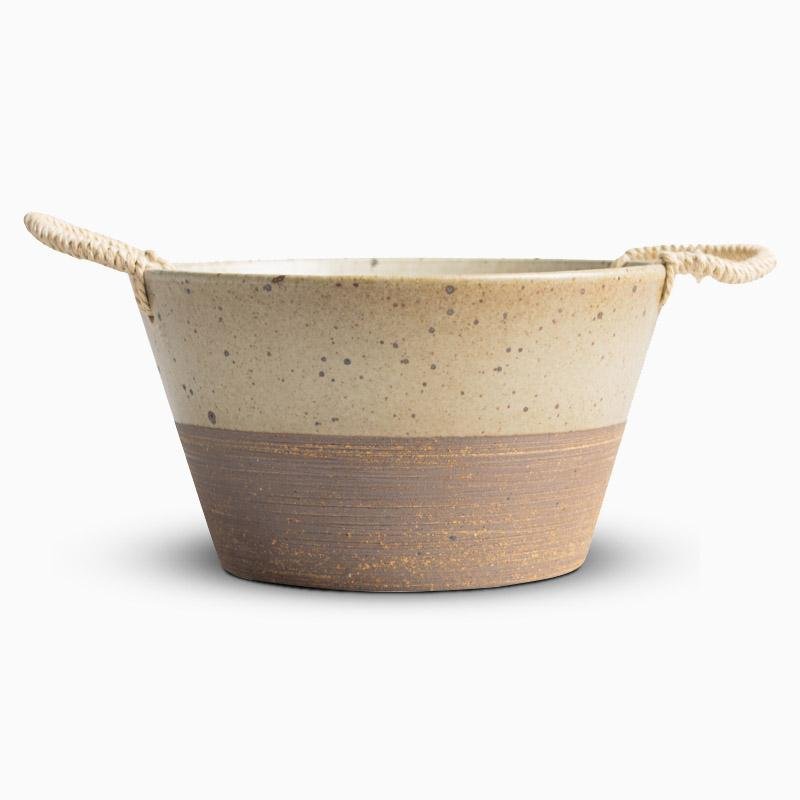 Stoneware Fruit Serving Bowl with Rope Handle - dazuma
