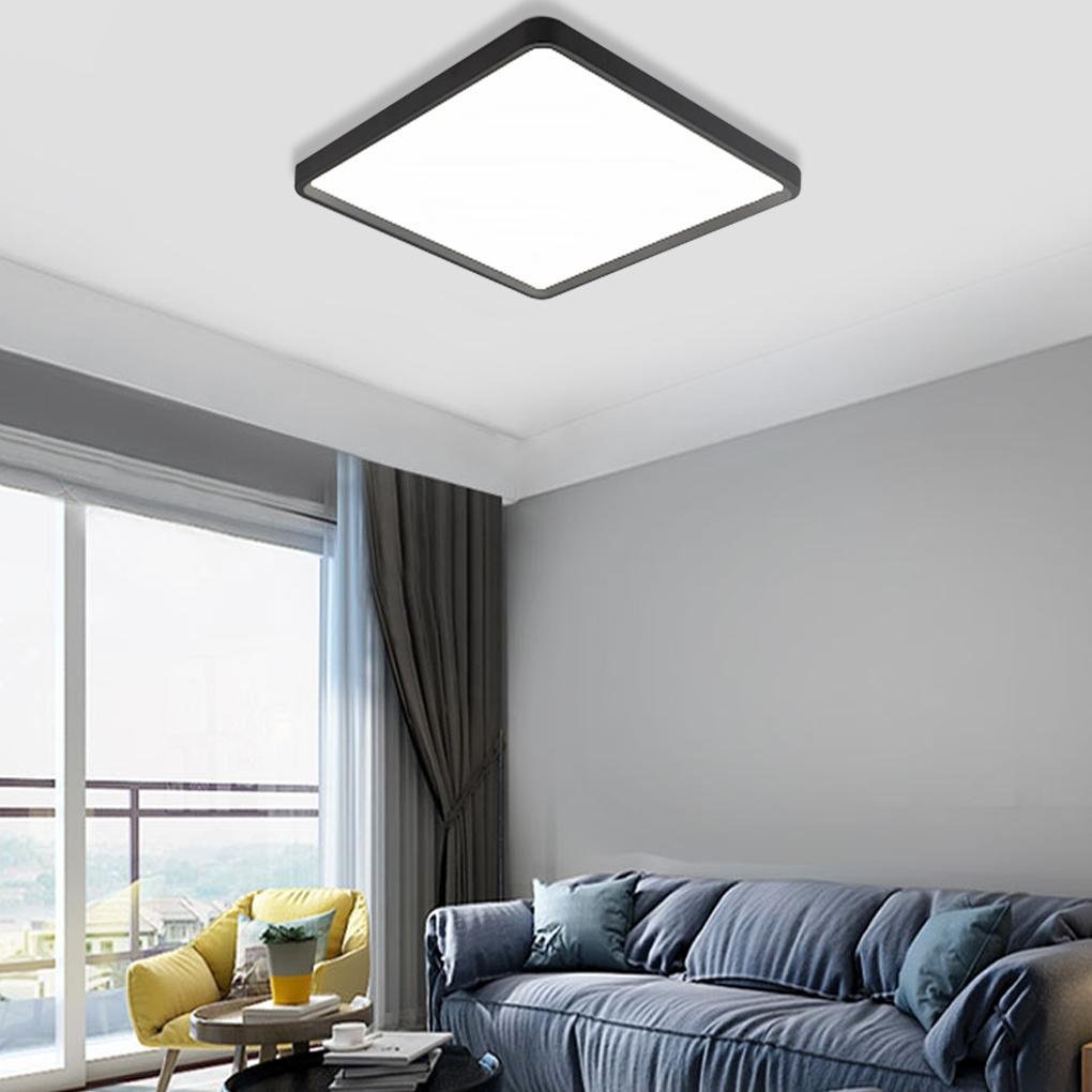Flush Flat Ceiling Light with Dark Frame for Living Room Bedroom - dazuma