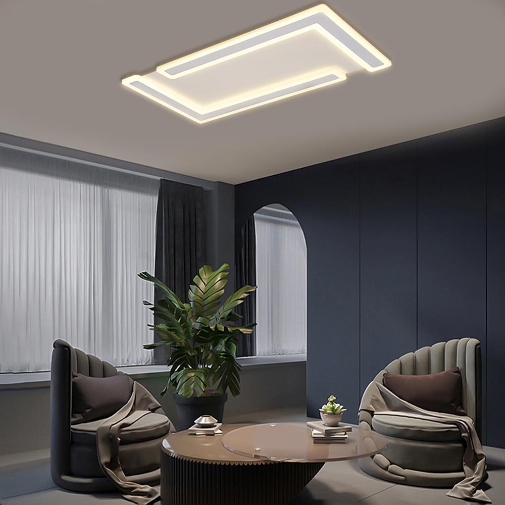 Flush Flat Geometric Ceiling Light with Dark Frame for Living Room Bedroom - dazuma