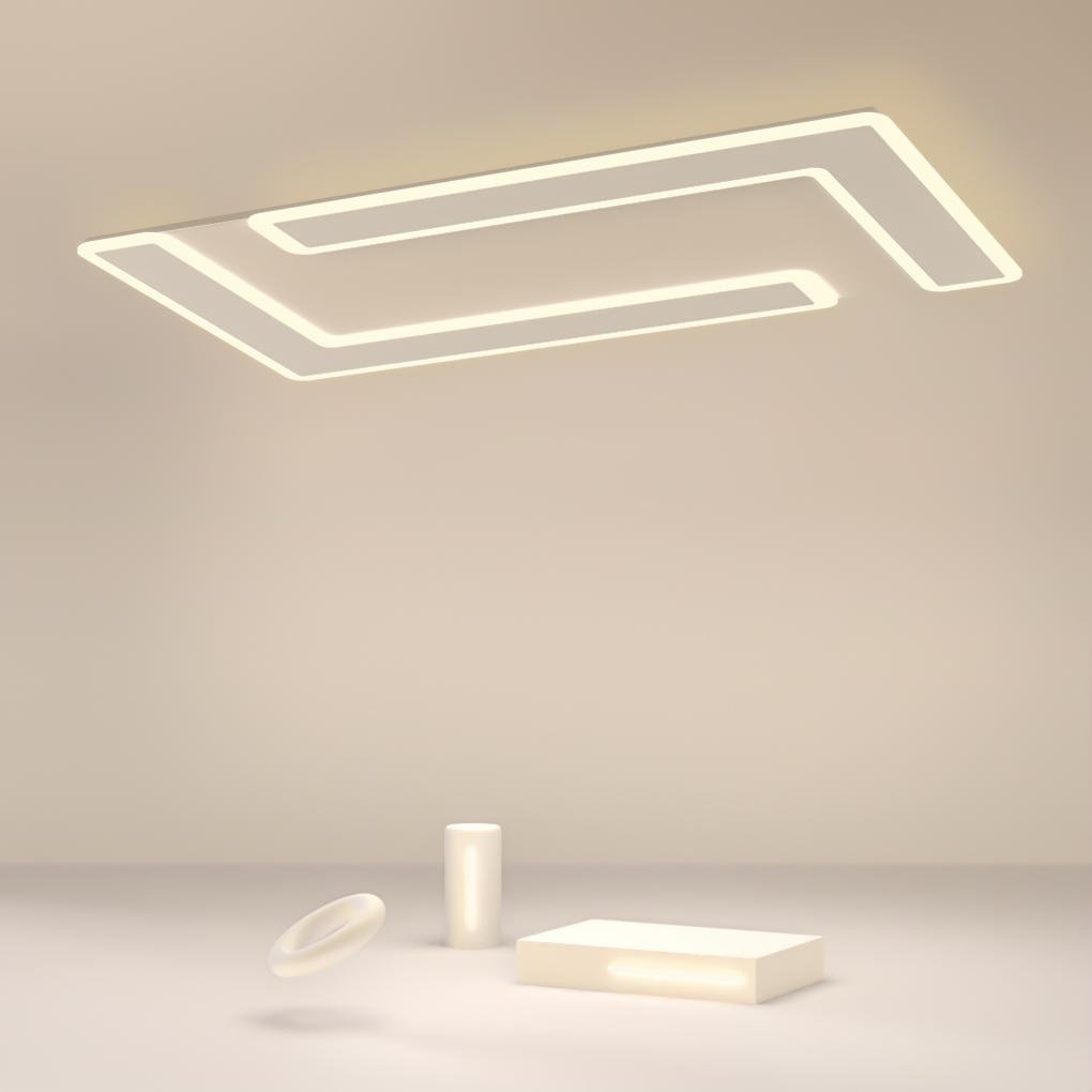 Flush Flat Geometric Ceiling Light with Dark Frame for Living Room Bedroom - dazuma