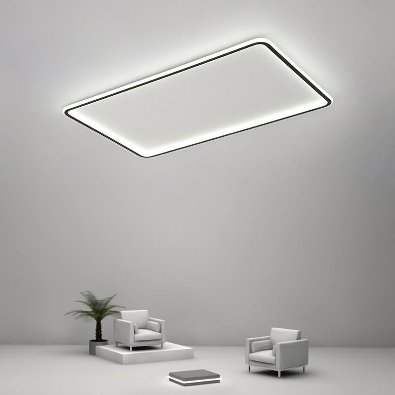 Modern Rectangular Shaped Black Flush Mount Ceiling Lights with Edge and Remote Control