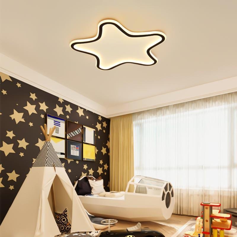 Modern Starfish Shaped Black Flush Mount Ceiling Lights Dimmable LED Ceiling Lights