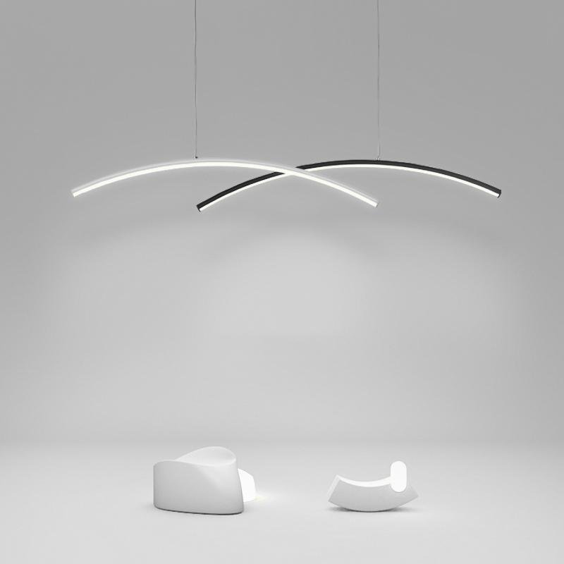 2 Piece Set Arc-Shaped Aluminum Acrylic Pendant Lighting LED Ceiling Lights