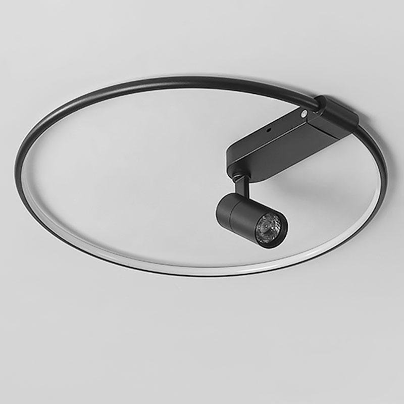 16'' Round Dimmable Adjustable Flush Mount Light with Spotlights Track Lights