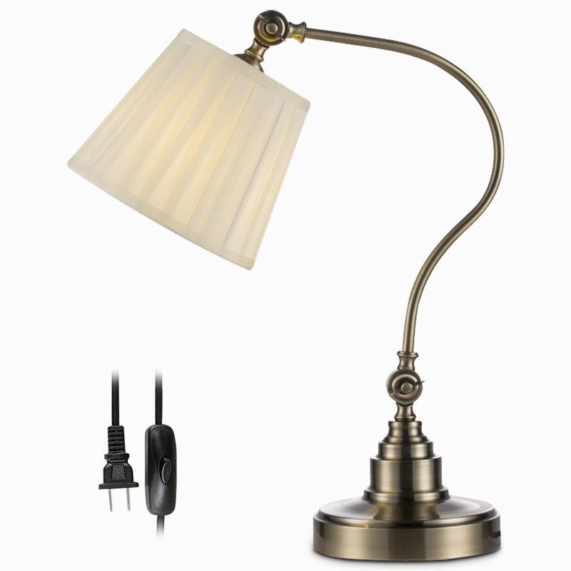 Industrial Empire - Style Metal Desk Lamp with Curved Arm and Adjustable Lighting