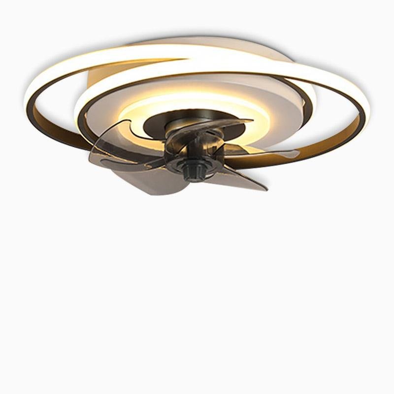 2 Rings Modernistic Ceiling Fan with LED Light and Remote Control - dazuma