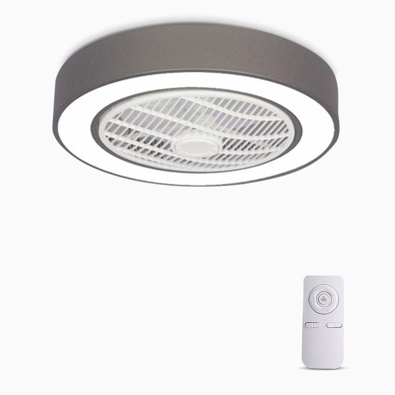Compact Round Iron Modernized Flush Mount Ceiling Fan With LED Lights - dazuma